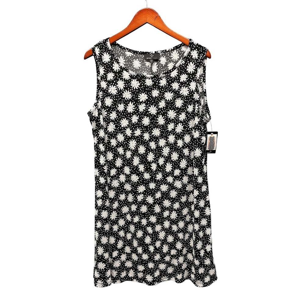 Ronni Nicole Floral Shift Dress Womens XXL Black White Sleeveless Casual NWT